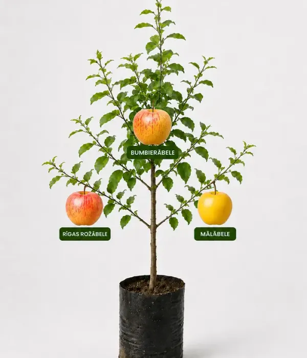 Familien-Apfelbaum (Malus domestica) BUMBIERĀBELE + RĪGAS ROŽĀBELE + MĀLĀBELE 26/11